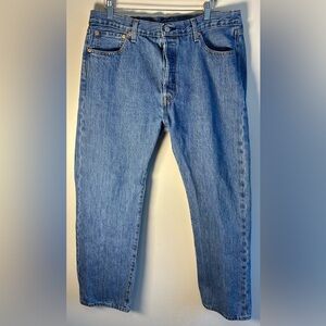 Levis 501 Original Button Fly Jeans Mens 36X30 Straight Leg Blue Denim Like New